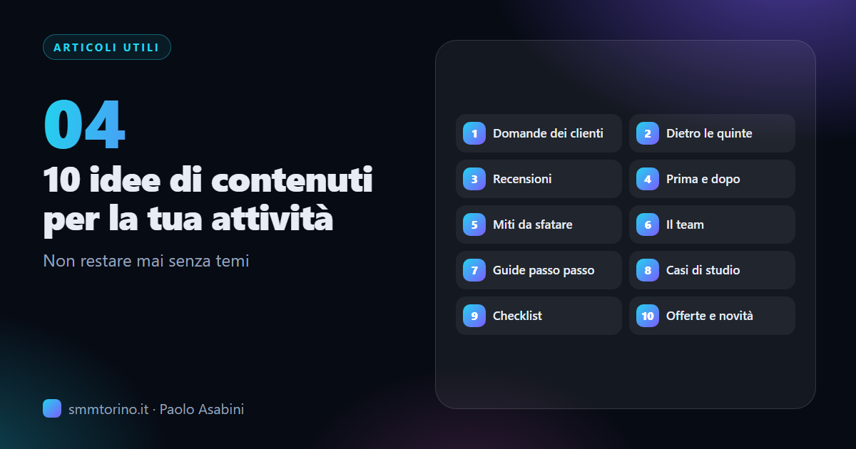 10 idee di contenuti per la tua attività